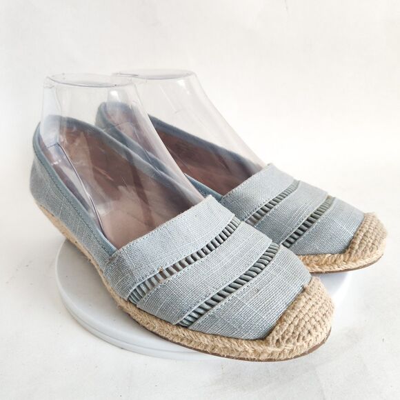 Alfani Urbani Espadrille Vegan Flats Sky Blue Flats Slip On Striped Mesh Size 7 - Picture 1 of 10